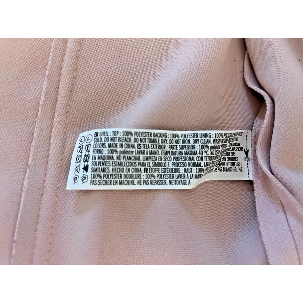 Faux Suede Pink Moto Jacket L Coquette Soft Pastel Biker Style Zip Pockets - Picture 8 of 8